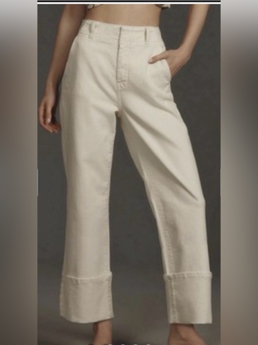 Anthropologie Pilcro Relaxed Wide Leg Crop Cuffed Pants Size 28